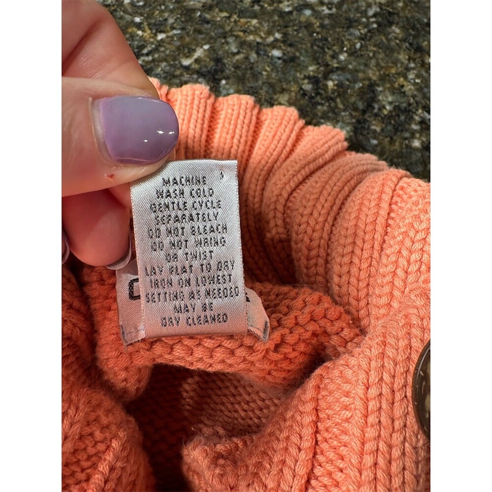 Chico's Cardigan Sweater Womens Size 2 Large Orange Chunky Knit Button - Picture 5 of 10